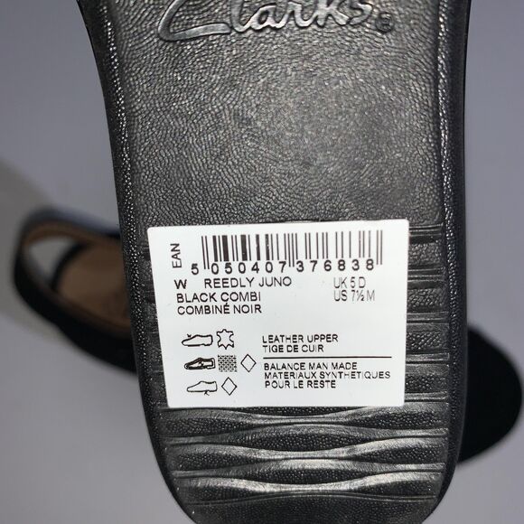 Clarks Sandals Womens Size 7.5 Black Reedly Juno Wedge Platform Comfort Leather - Picture 10 of 10